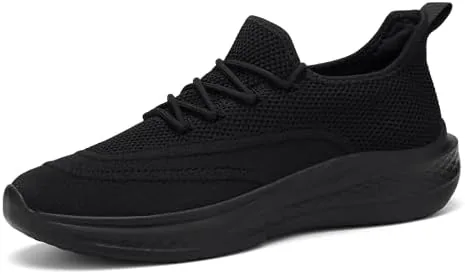vamjam mens running shoes slip on walking shoes non slip lightweight workout breathable gym sneakers fashion mesh sneakers allblack size 95