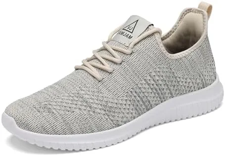 vamjam mens running shoes ultra lightweight breathable walking shoes non slip athletic fashion sneakers mesh workout casual sports shoes offwhite a size 105