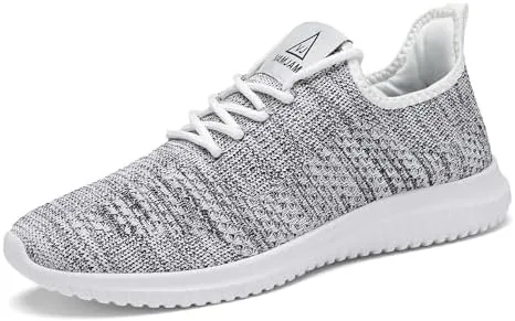 vamjam mens running shoes ultra lightweight breathable walking shoes non slip athletic fashion sneakers mesh workout casual sports shoes whitegrey015 size 11